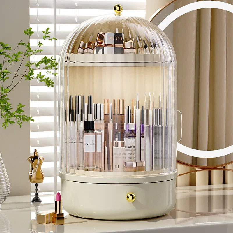 Cosmory – Organizer per trucco con coperchio e design girevole a 360°