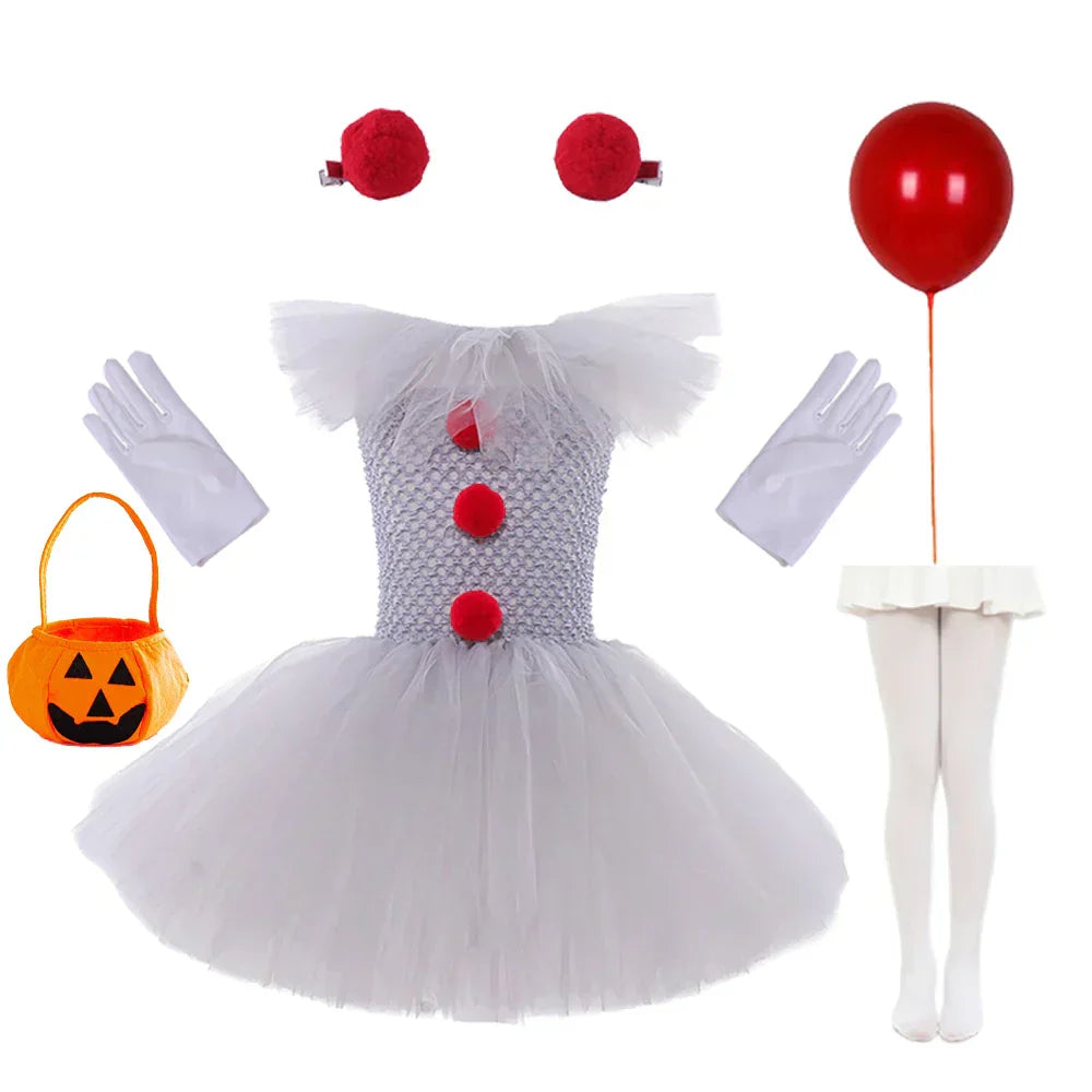 GrimJester – Tutú de payaso vestido para niñas – Disfraz de Halloween