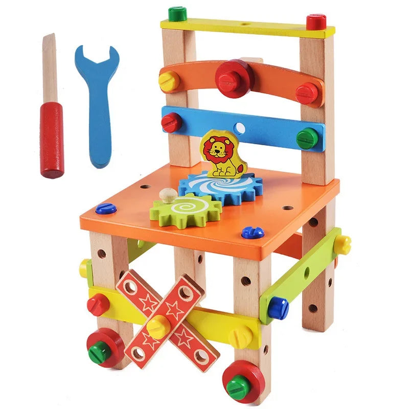 BuildBuddy Cassetta degli attrezzi – Giocattolo da costruzione in legno Montessori per bambini