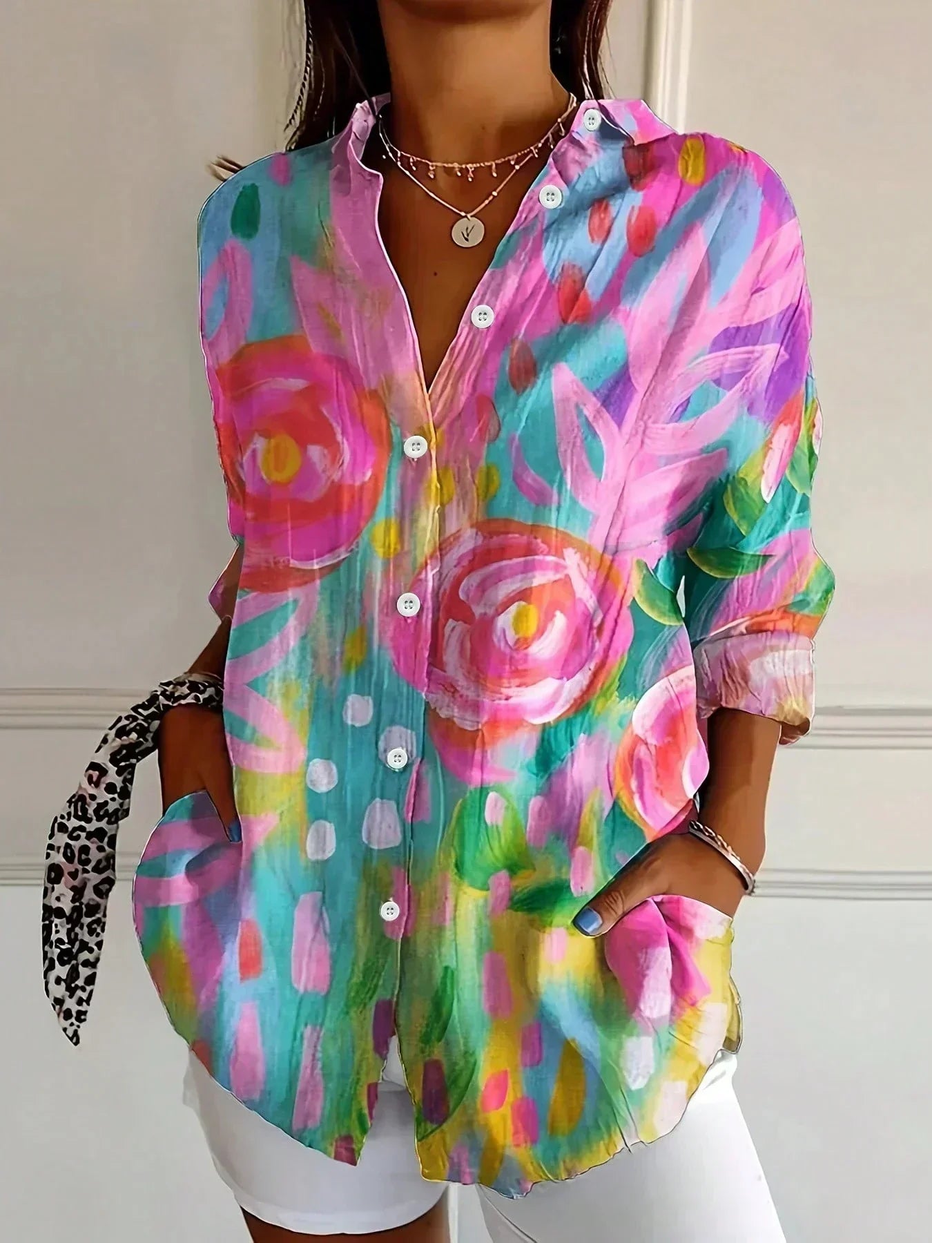 Damesblouse met kleurrijke print – Comfortabele, flatterende pasvorm
