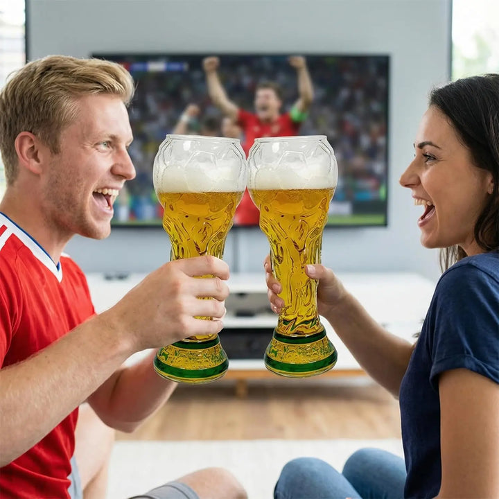 Trophy Beer Glass for World Cup 2026, Premium Soccer Themed Beer Glasses, for Game Day Parties, Man Cave &amp; Football Fan Gifts VestraGear