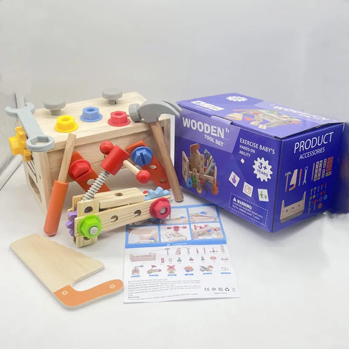 Caja de herramientas BuildBuddy – Juguete de construcción Montessori de madera para niños