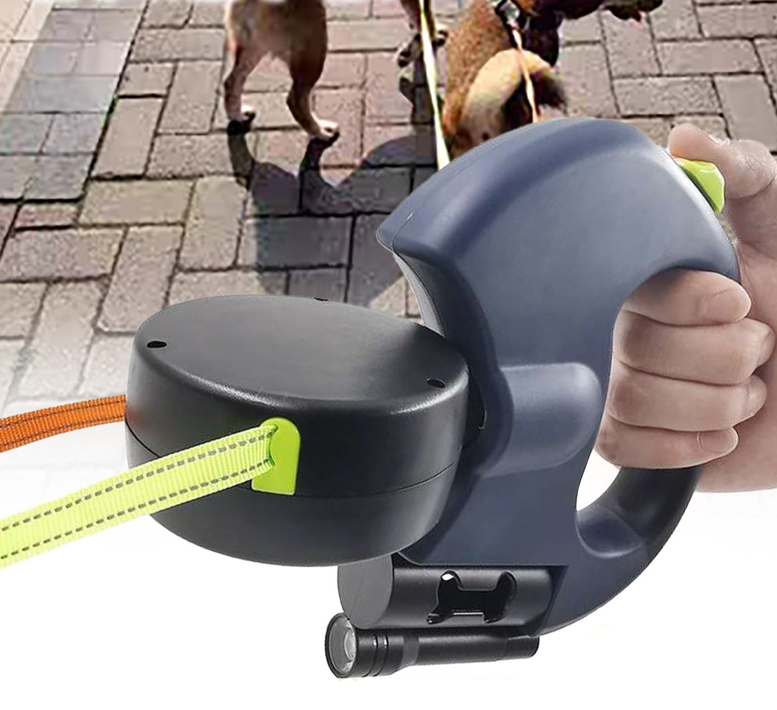 PawLink Duo Guinzaglio per Cani – Doppio Guinzaglio a Rotella con LED e Riflettente