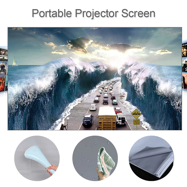 Portable Projector Screen Simple Curtain Anti-Light 60/70/80/100/120 Inches Projection Screens for Home Outdoor Office Projector VestraGear