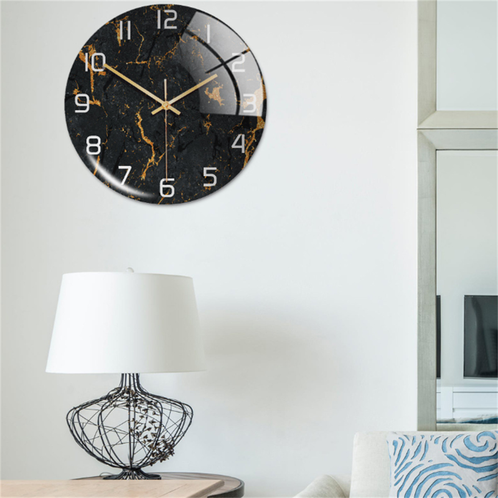 StoneAura – Wandklok Marmerlook – Stille Moderne Woondecoratie