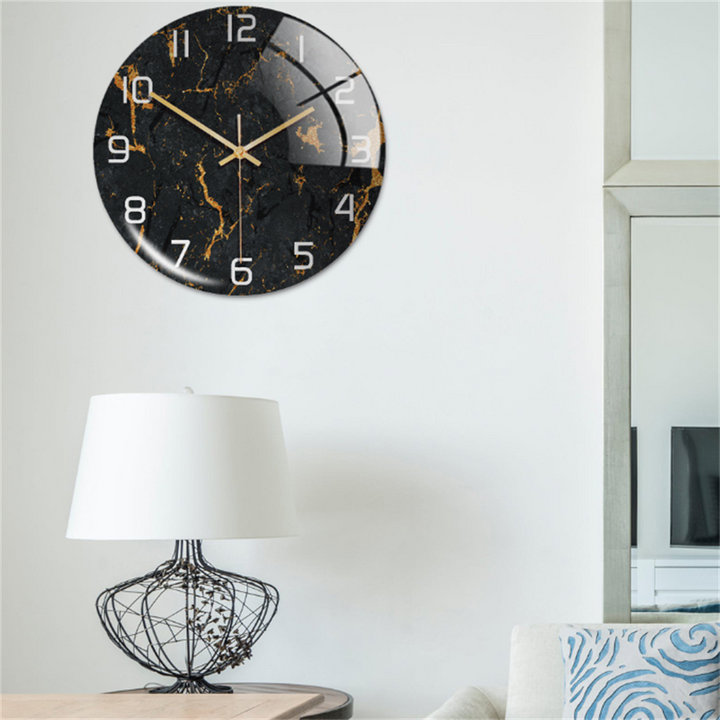 StoneAura – Wandklok Marmerlook – Stille Moderne Woondecoratie