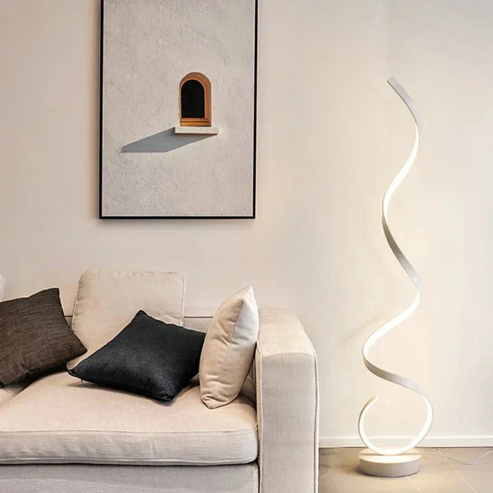 Lumora Lampada da Terra a Spirale – LED Dimmerabile in Design Moderno