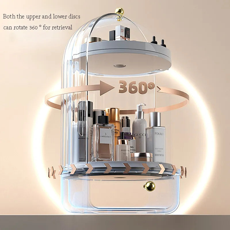 Cosmory – Organizer per trucco con coperchio e design girevole a 360°