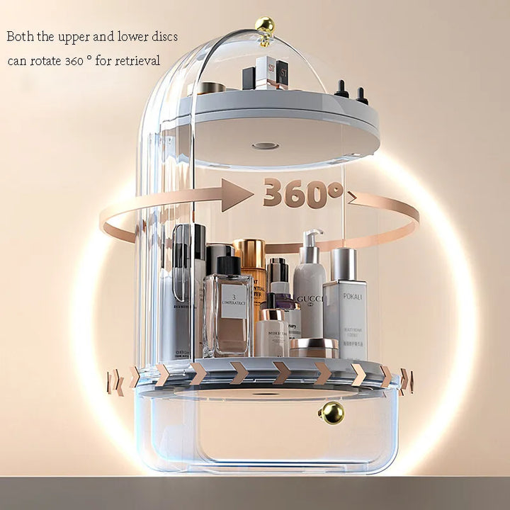 Cosmory – Organizer per trucco con coperchio e design girevole a 360°