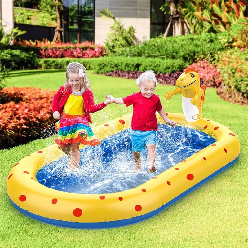 Wasserspielmatte Dinosaurier – Aufblasbarer Planschbereich mit Sprinklerfunktion Bolendo
