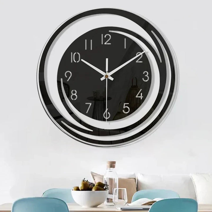 NordicMoments – Reloj de Pared de Acrílico Negro Silencioso – Diseño Escandinavo Moderno