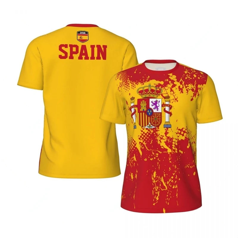 Spain Flag Football T Shirts For Men Fashion Summer National Emblem 3D Printed Jersey Casual Quick Dry Breathable Tees Tops VestraGear