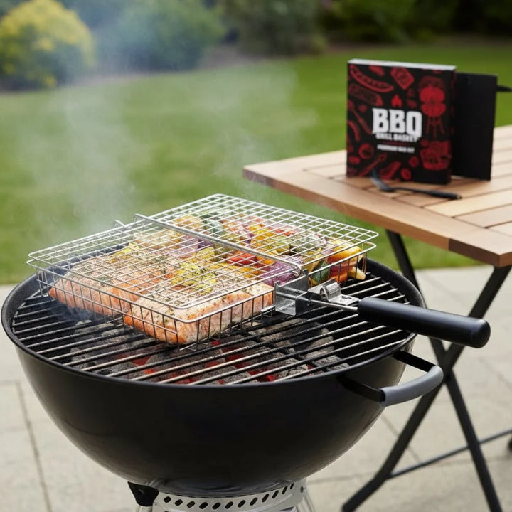 GRILLBASK – Portable Stainless Steel Grill Basket for Fish &amp; Vegetables Vestragear