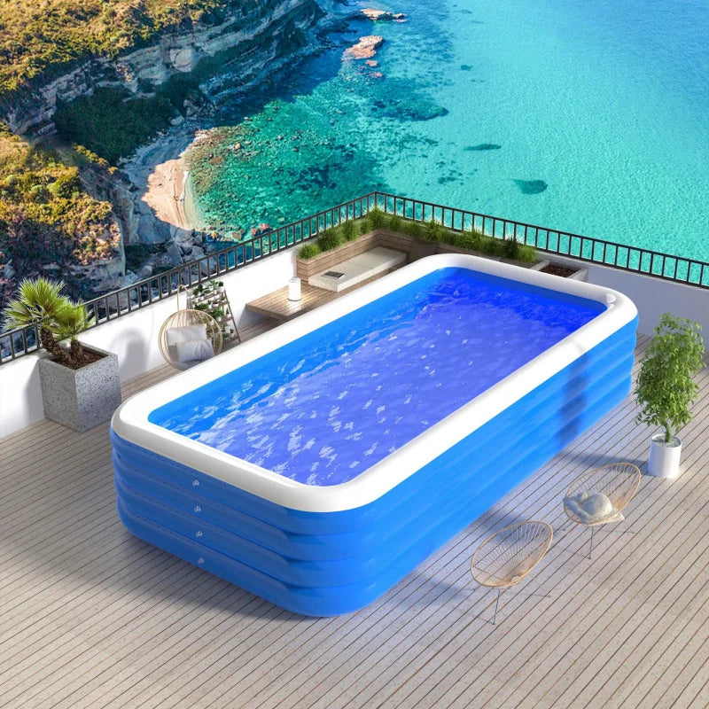 Aufblasbarer Pool – Großes rechteckiges Familienbecken für Garten &amp; Terrasse Bolendo