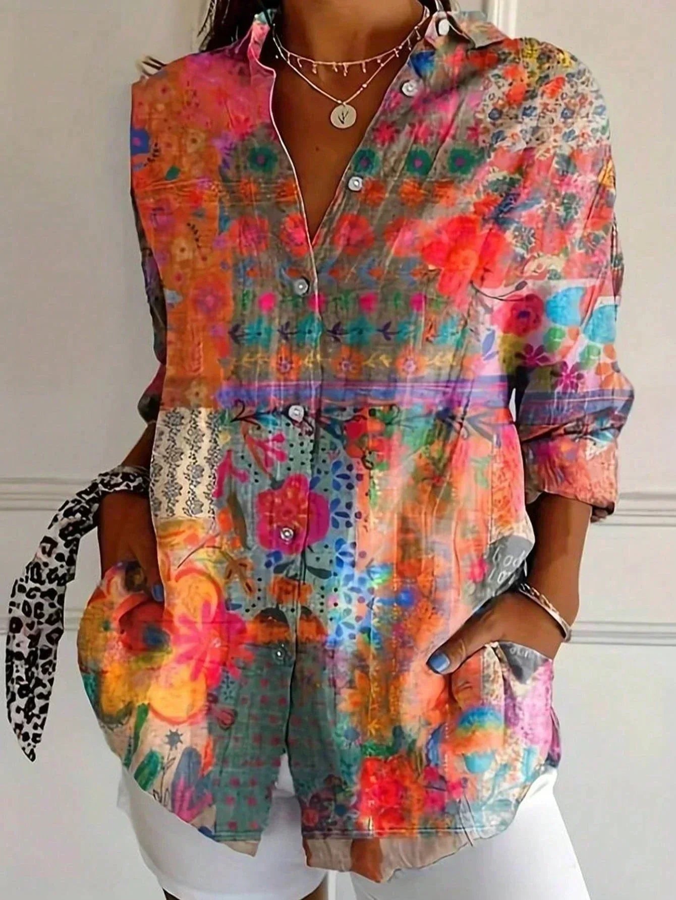 Damesblouse met kleurrijke print – Comfortabele, flatterende pasvorm