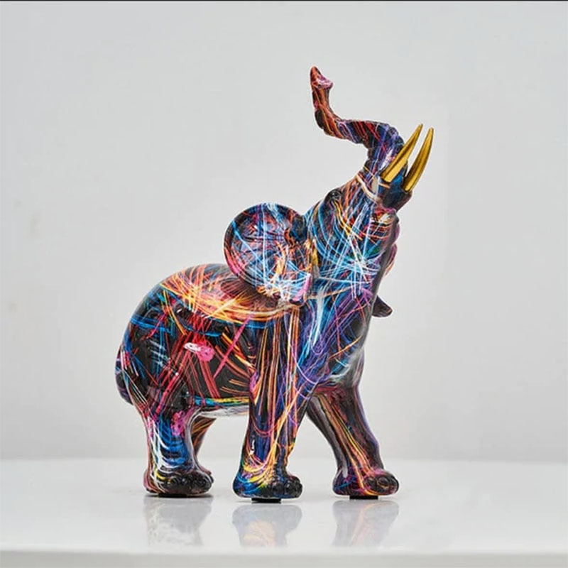 ElevaArt Olifant Estàtua – Estàtua Decorativa Abstracta i Colorida amb Artesania Feta a Mà