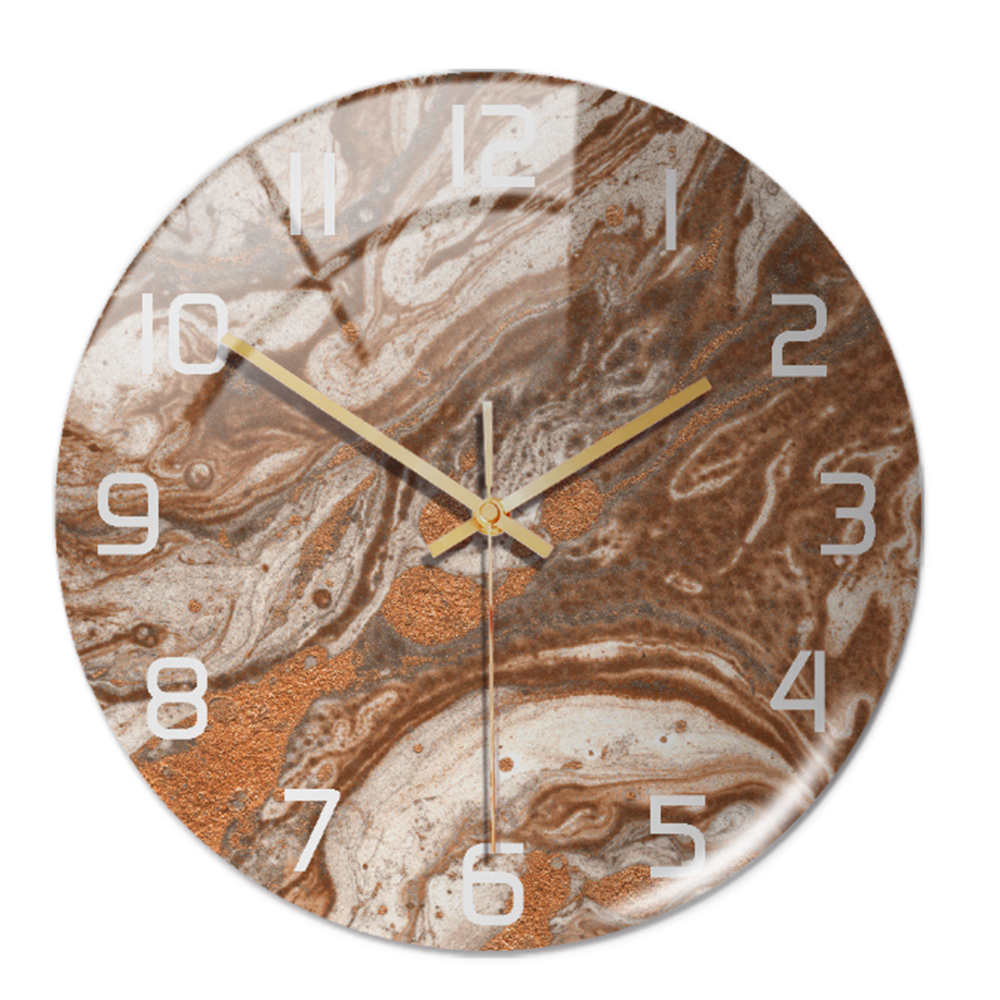 StoneAura – Wandklok Marmerlook – Stille Moderne Woondecoratie
