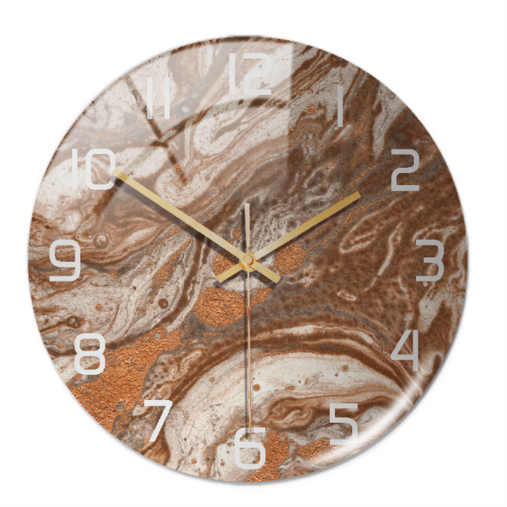 StoneAura – Wandklok Marmerlook – Stille Moderne Woondecoratie