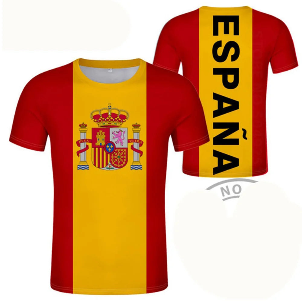 Spain Football Jersey 3D Proud of Spanish Emblem Graphic T Shirt for Men Clothing Espana Soccer Club T-shirt Man Gym Sports Tops VestraGear