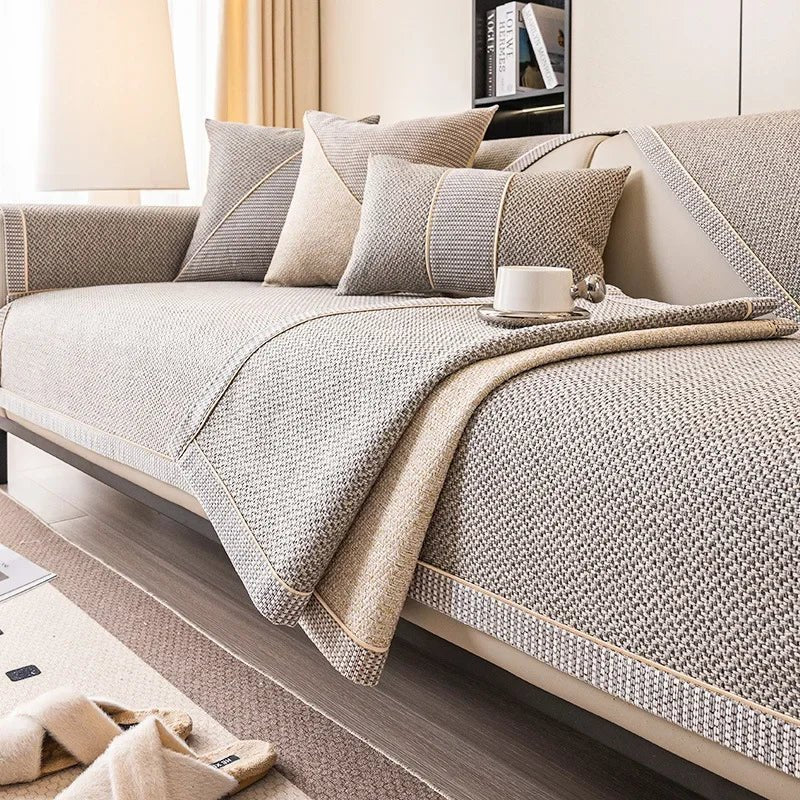 Bankhoes – Ademend katoen-linnen, antislip onderzijde &amp; modulaire pasvorm