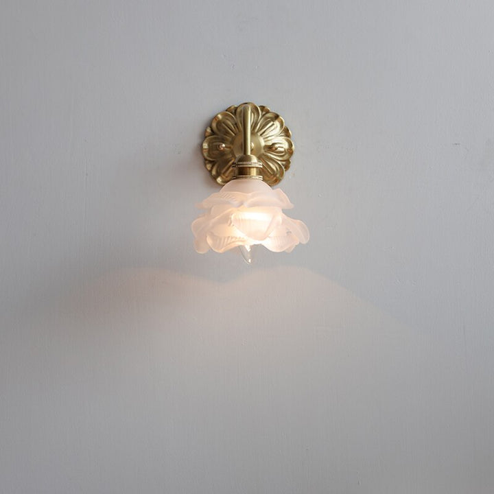 Wandlamp – Vintage Koperen Design met Matglazen Kap &amp; Warme LED-Verlichting