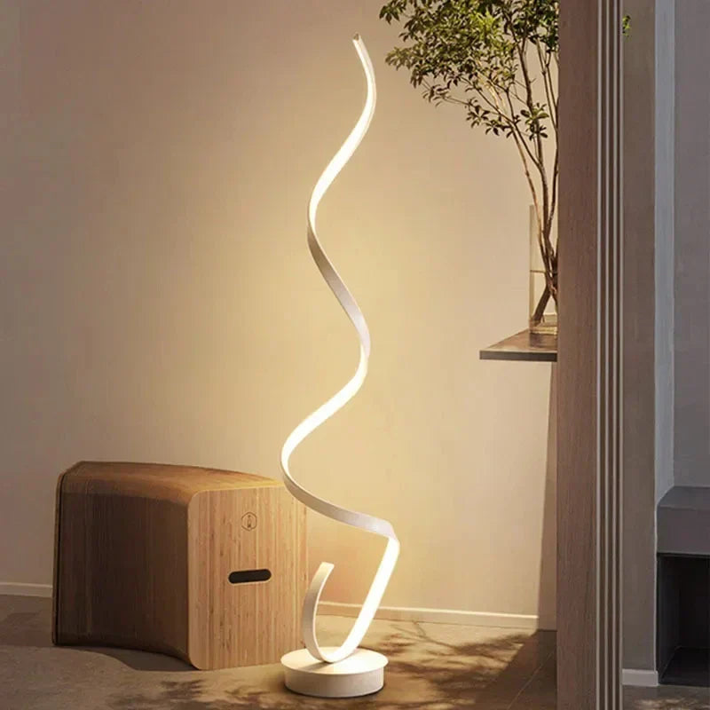 Lumora Lampada da Terra a Spirale – LED Dimmerabile in Design Moderno
