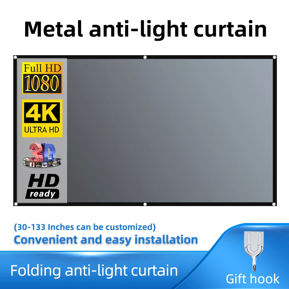Salange Projector Screen 16:9 Metal Anti Light Curtain Reflective Fabric Cloth For YG300 XGIMI H3 HALO Mogo Xiaomi DLP Projector VestraGear