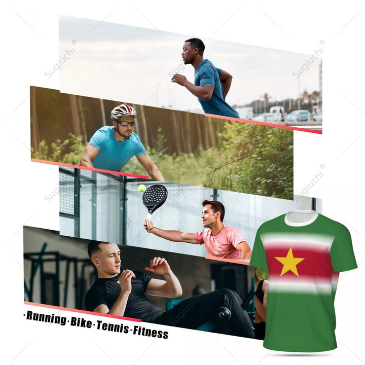 Sports Mesh T-shirt Suriname Flag For Running Bike Soccer Tennis Football Fitness Tees 3D Printed Custom VestraGear