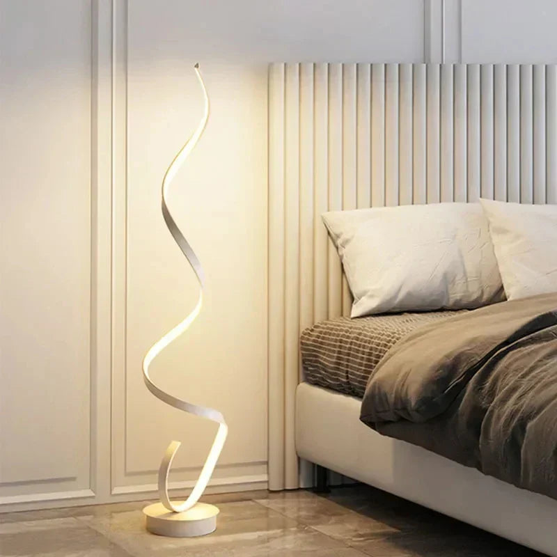 Lumora Lampada da Terra a Spirale – LED Dimmerabile in Design Moderno
