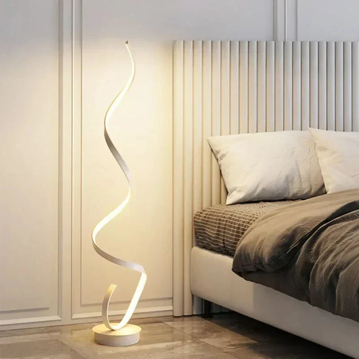 Lumora Lampada da Terra a Spirale – LED Dimmerabile in Design Moderno