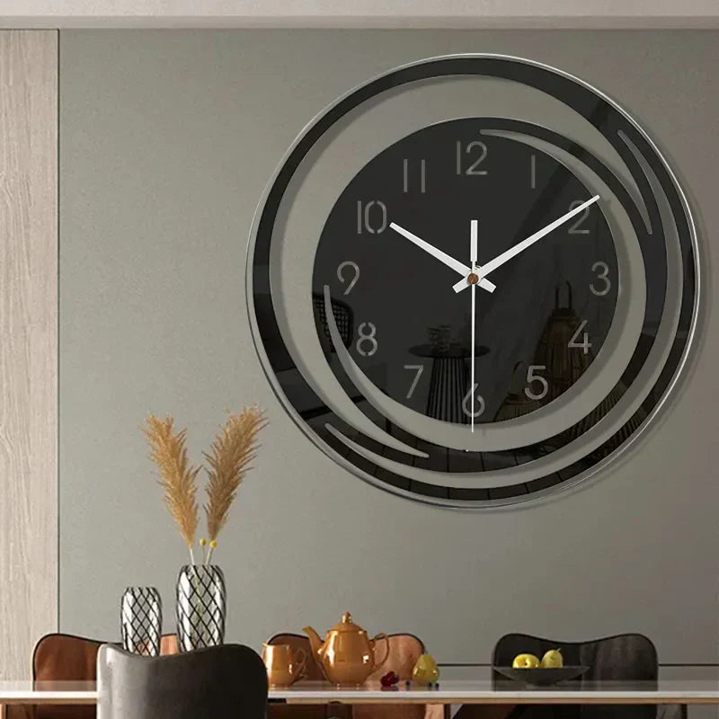 NordicMoments – Reloj de Pared de Acrílico Negro Silencioso – Diseño Escandinavo Moderno
