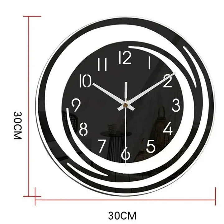 NordicMoments – Reloj de Pared de Acrílico Negro Silencioso – Diseño Escandinavo Moderno
