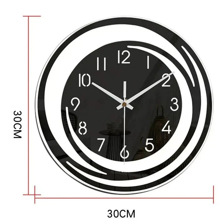 NordicMoments – Reloj de Pared de Acrílico Negro Silencioso – Diseño Escandinavo Moderno