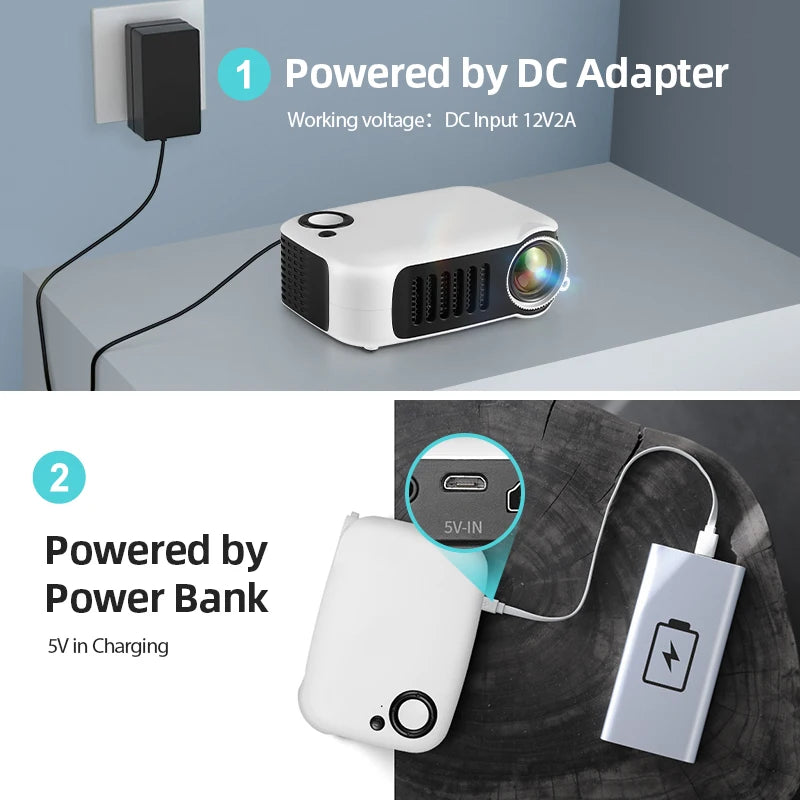 MINI Projector Portable 3D LED Video Projectors Home Cinema Theater Game Laser Beamer Smart TV BOX 1080P 4K Via HD Port A2000 VestraGear