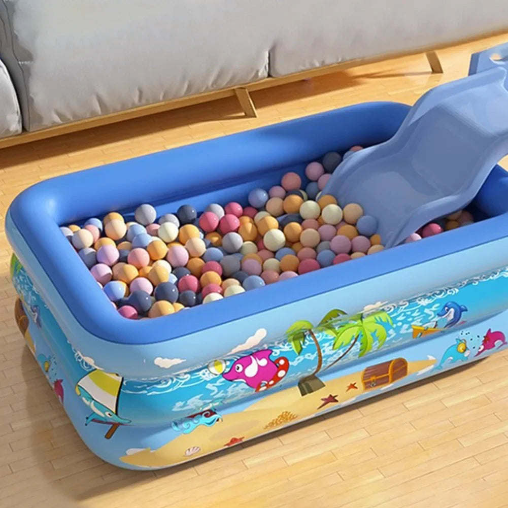 Aufblasbarer Kinderpool – Rechteckiges Planschbecken mit Cartoon-Design & PVC-Wänden Bolendo