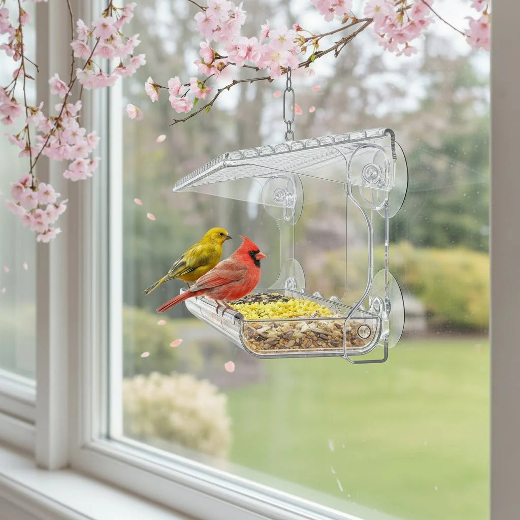 SKYVIEWFEED – Transparent Window Feeder Station for Wild Birds Vestragear
