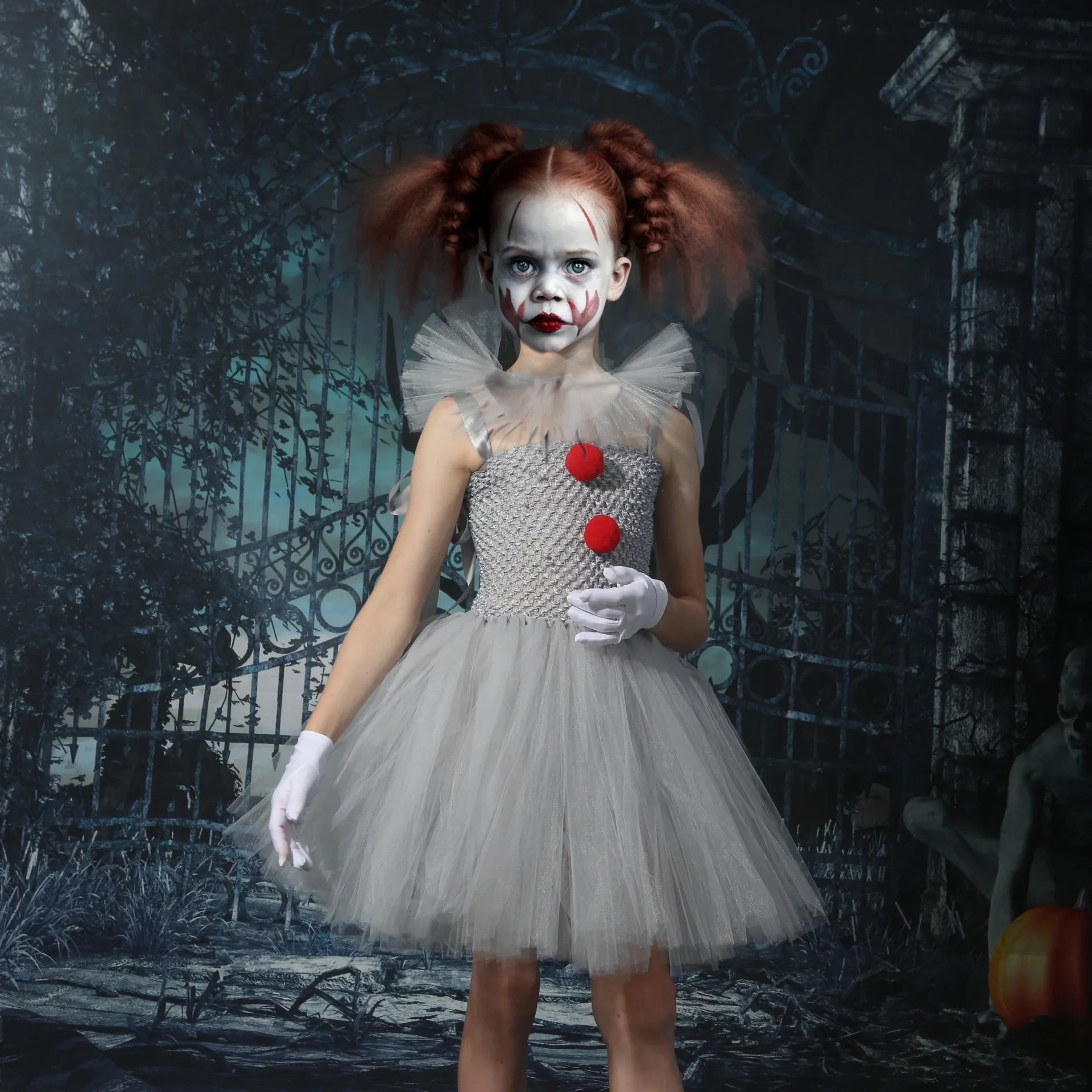 GrimJester – Tutú de payaso vestido para niñas – Disfraz de Halloween