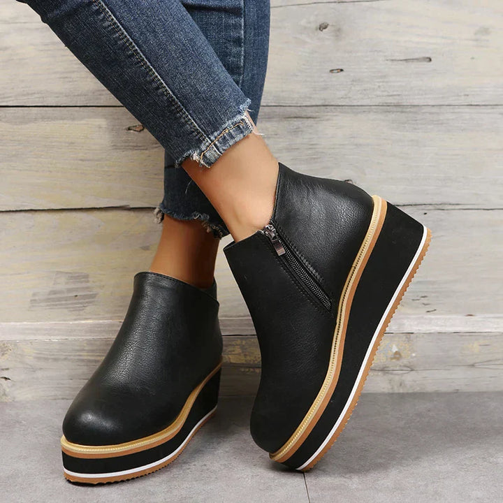 Dames Wedge Enkelboots – Comfortabele Platform Instappers met Rits Vestragear