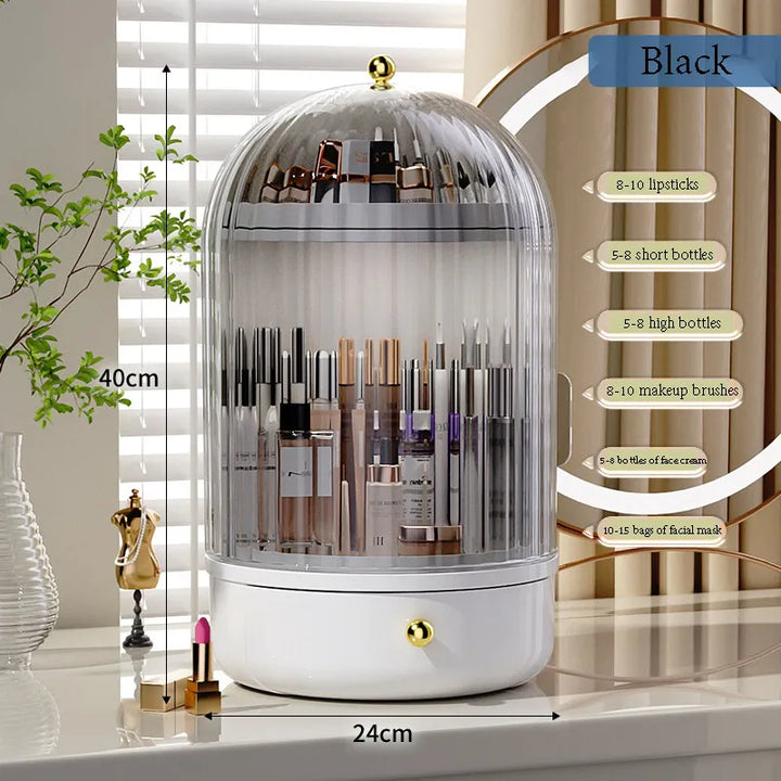 Cosmory – Organizer per trucco con coperchio e design girevole a 360°