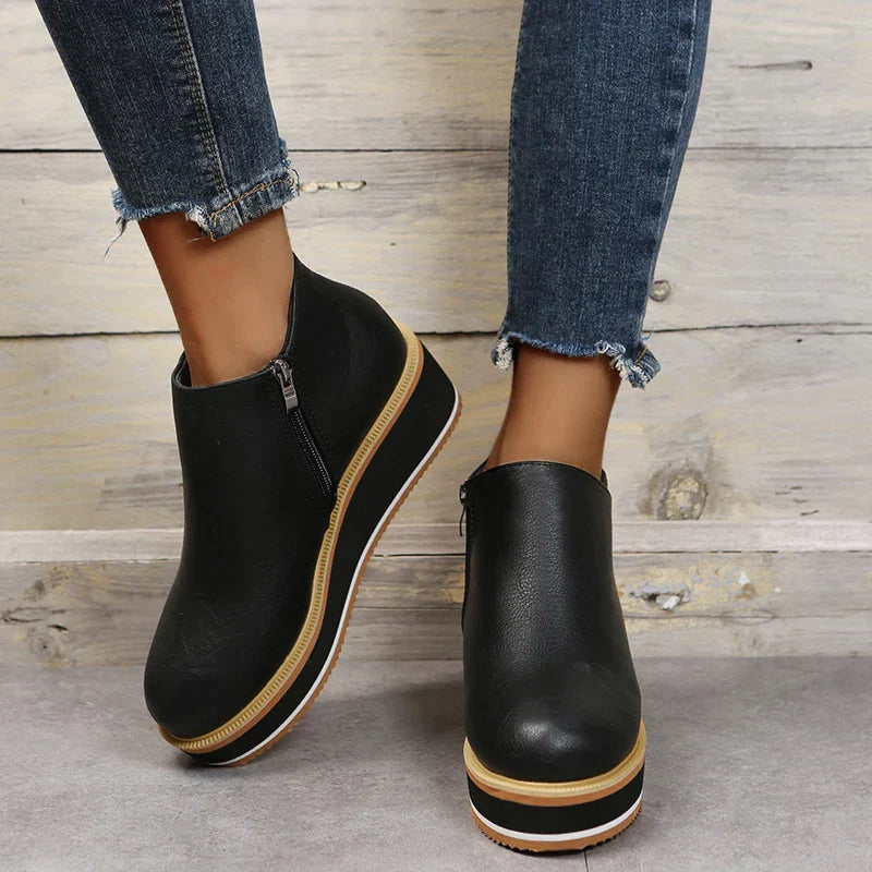 Dames Wedge Enkelboots – Comfortabele Platform Instappers met Rits Vestragear