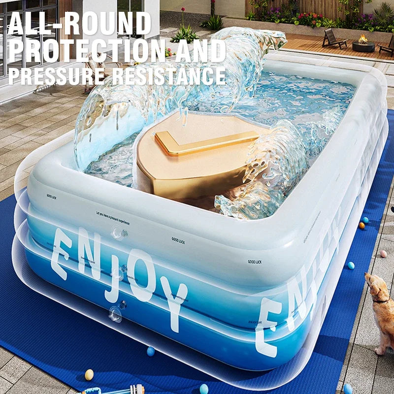 Aufblasbarer Pool – Großes Familienbecken mit Sonnendach &amp; robustem PVC Bolendo
