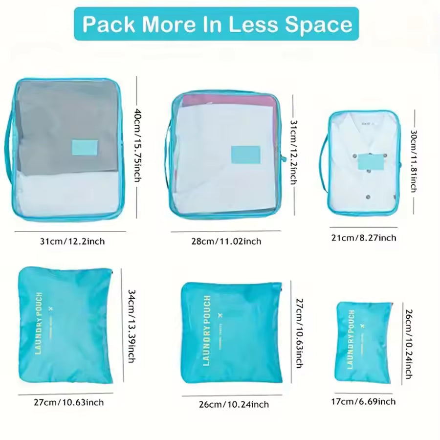 Reis Organizer Set – 6-Delige Opbergkubussen met Ademend Mesh &amp; Ruimtebesparend Ontwerp Vestragear