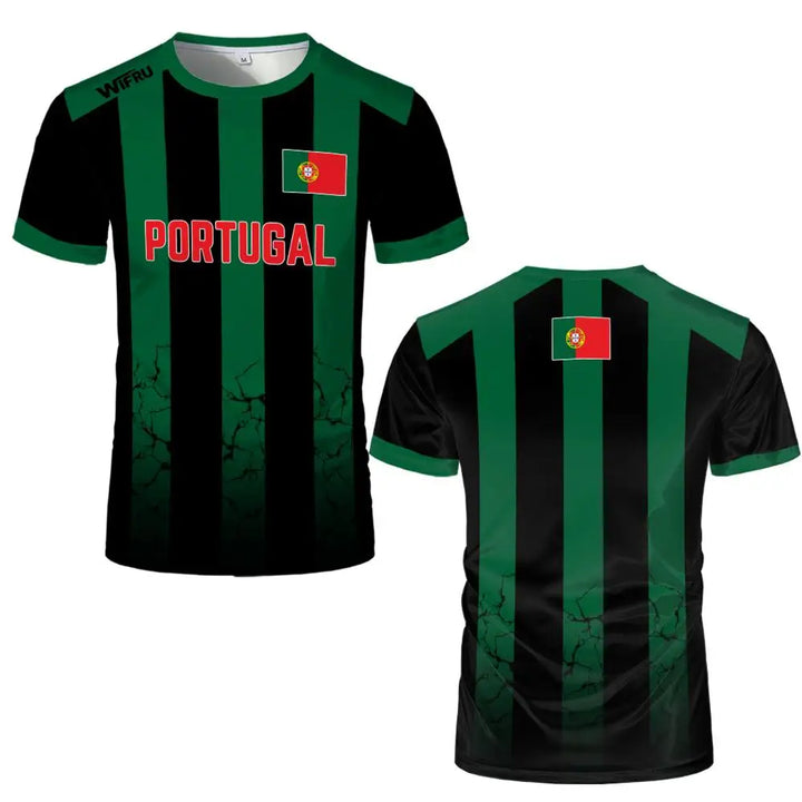 2026 New Portugal Flag Print Jersey Summer Outdoor Breathable Quick-drying Football Tee Men&