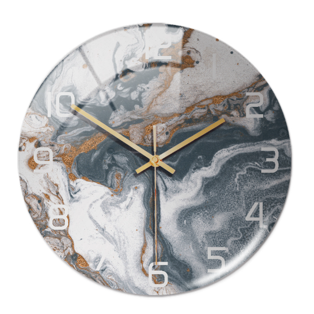 StoneAura – Wandklok Marmerlook – Stille Moderne Woondecoratie