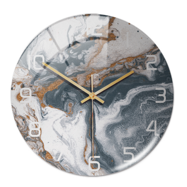 StoneAura – Wandklok Marmerlook – Stille Moderne Woondecoratie