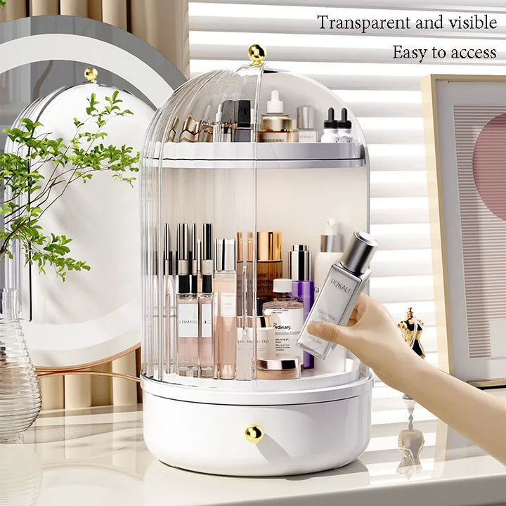 Cosmory – Organizer per trucco con coperchio e design girevole a 360°