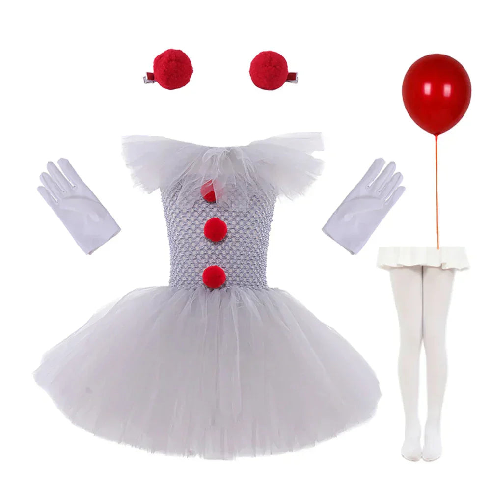GrimJester – Tutú de payaso vestido para niñas – Disfraz de Halloween