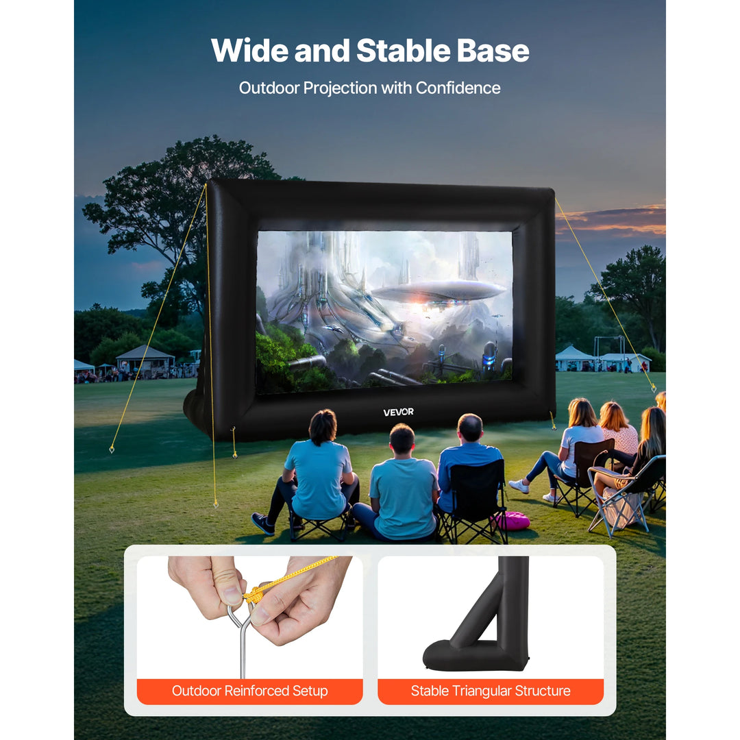 SucceBuy 14/15/16/18/20 FT Inflatable Projector Screen with 120W Air Blower Projector Screen for Outdoor Theater Theme Party VestraGear