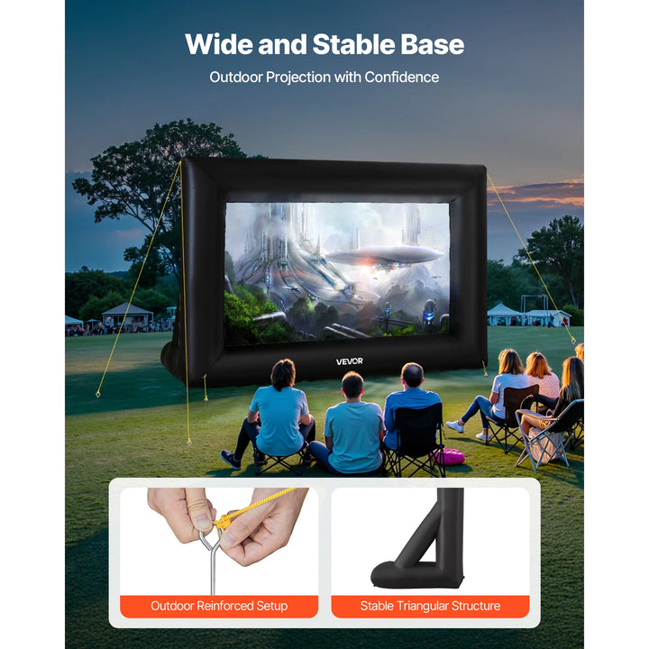 SucceBuy 14/15/16/18/20 FT Inflatable Projector Screen with 120W Air Blower Projector Screen for Outdoor Theater Theme Party VestraGear