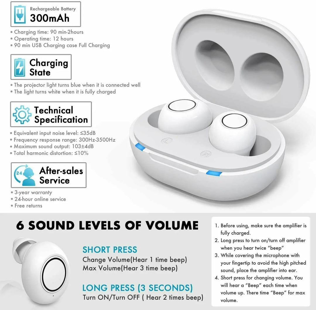 Hearivo – aparelho auditivo Bluetooth com controlo por app – discreto e confortável